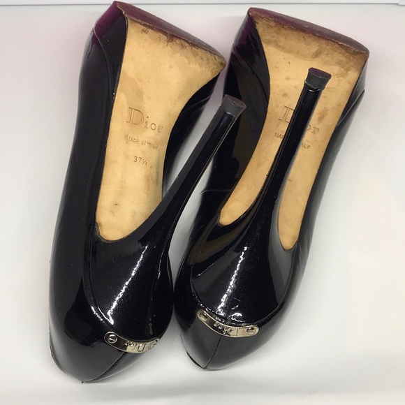 Dior Black Patent Leather Heels Shoes Work Office - Picture 6 of 6